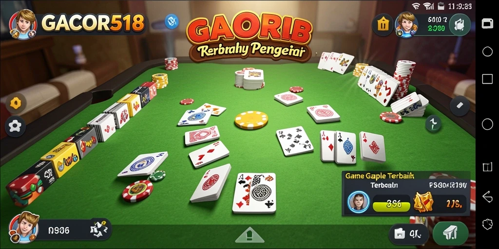 Tampilan gameplay seru GACOR518 dengan fitur Gaple yang menarik.