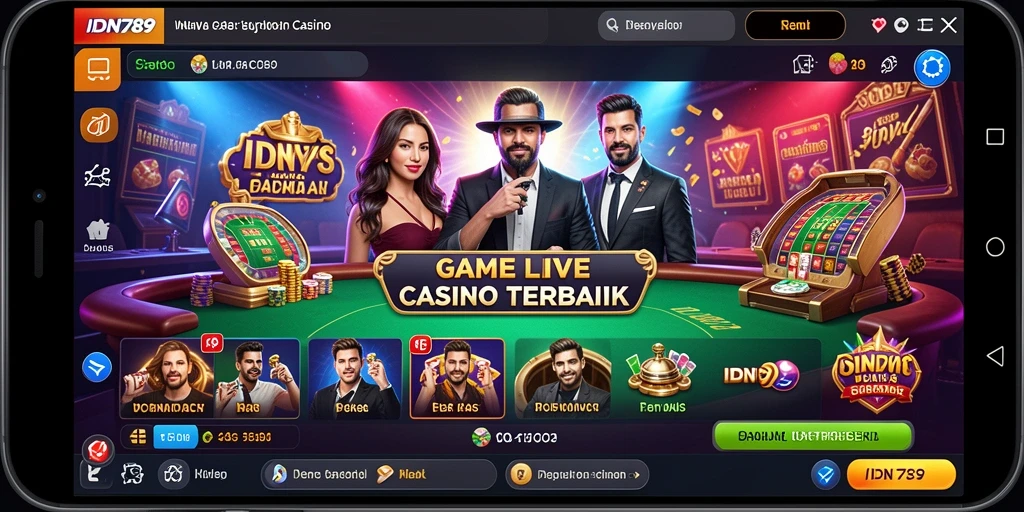 Tampilan gameplay Live Casino yang mendebarkan di IDN789.