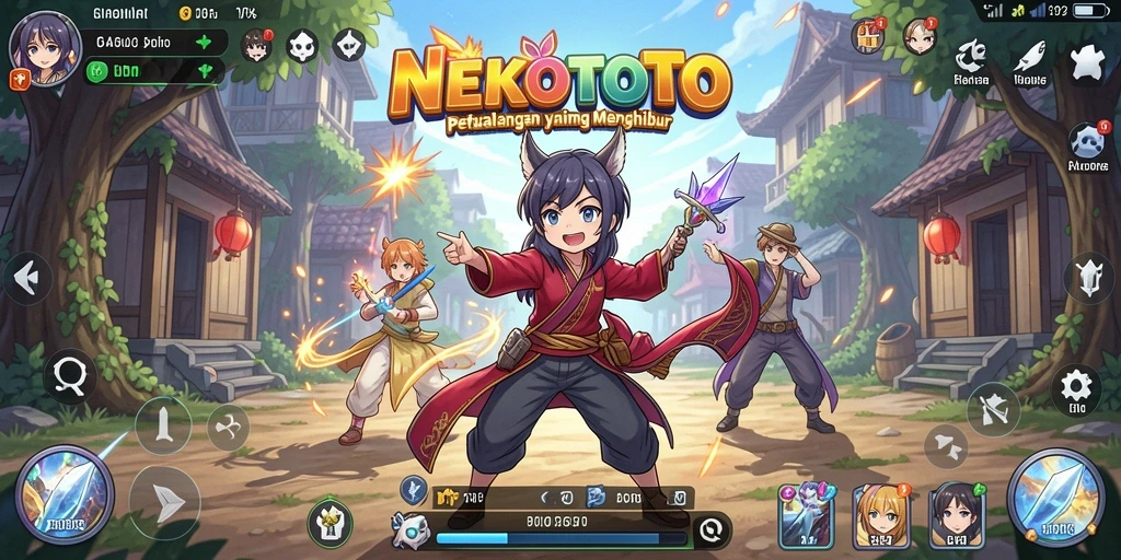 Tangkapan layar dari gameplay seru NEKOTOTO yang menampilkan karakter Anime.