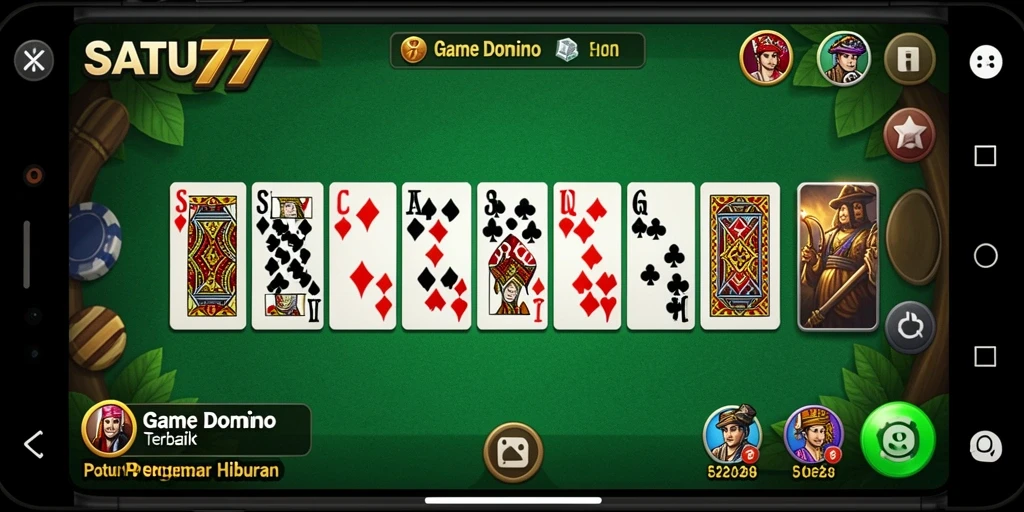 Tampilan gameplay seru dalam game Domino SATU77.
