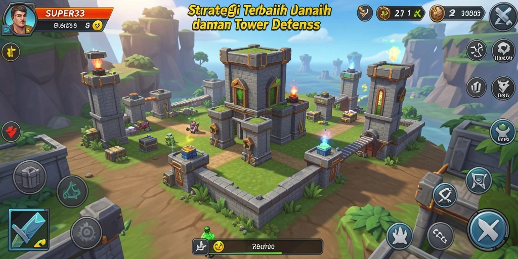 Tampilan menakjubkan dari gameplay Tower Defense di SUPER33.