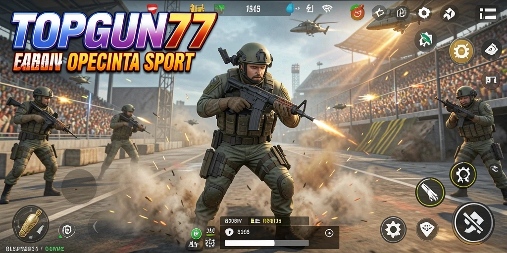 Screenshot gameplay TOPGUN77 yang menampilkan pertandingan olahraga seru.